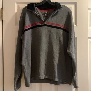 FlASH SALE -- Men's Gray Quarter Zip Eddie Bauer Sweater - Large